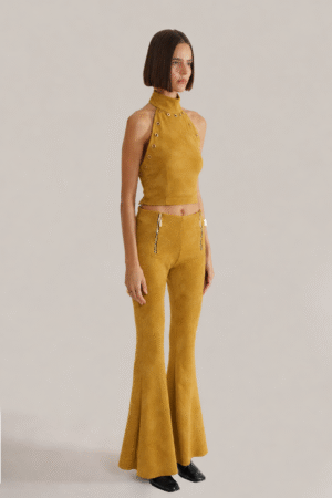 Minimalist Mustard Suede Fashion Portrait